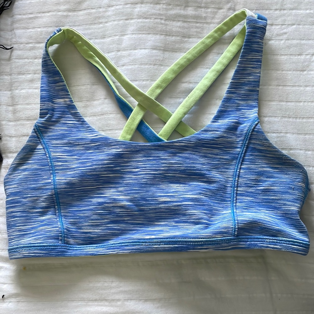 blue/green reversible ivivva sports bra